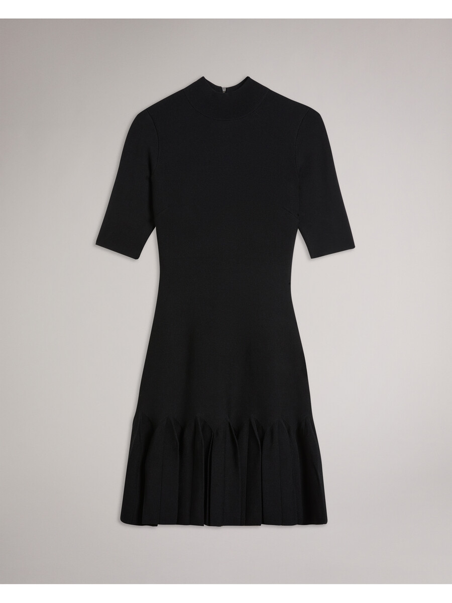 canddy - vestido mini ajustado de punto con dobladillo plisado