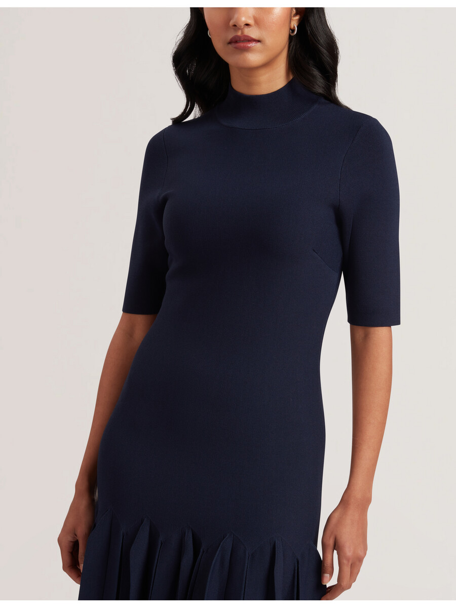 canddy - vestido mini ajustado de punto con dobladillo plisado