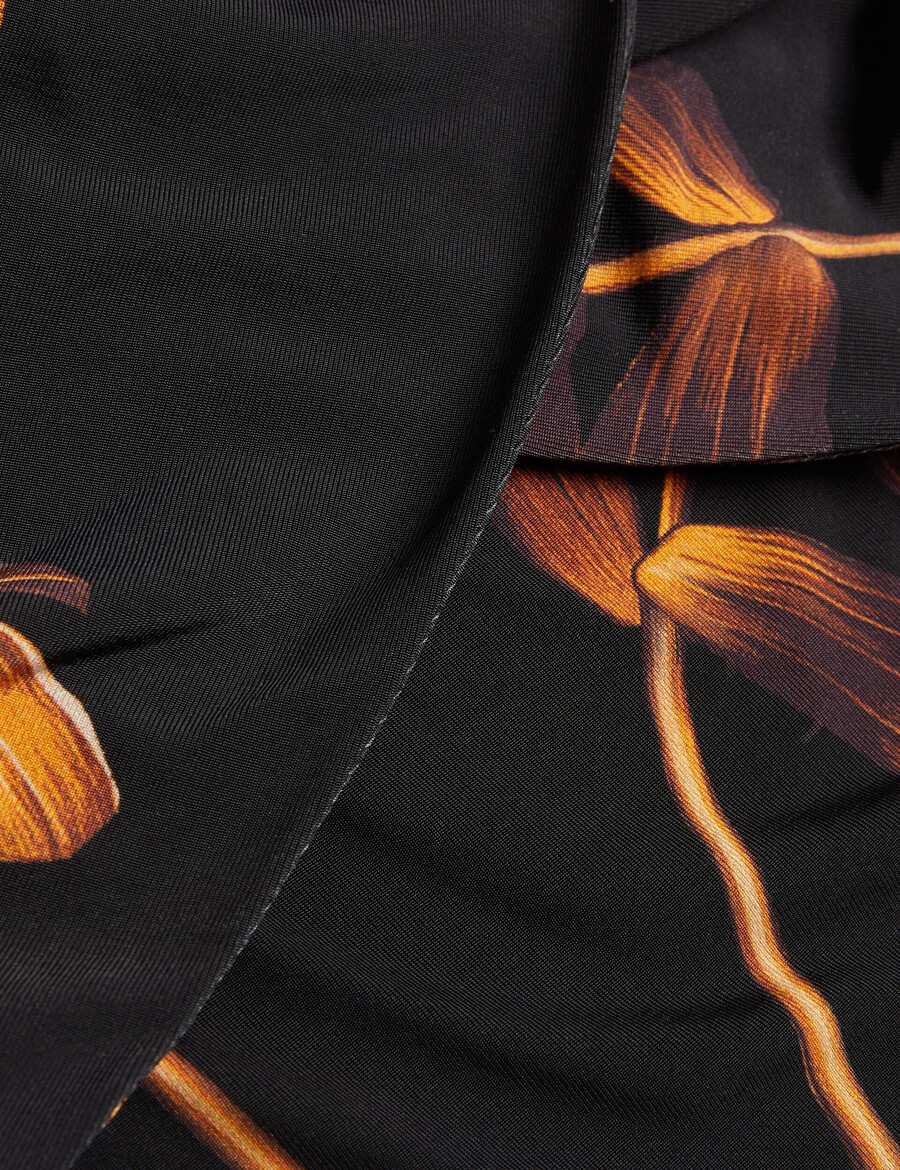 josefen - vestido midi bardot estampado de manga larga