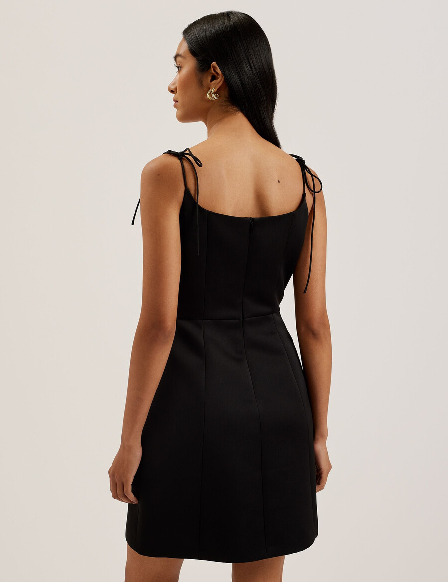 kavala - vestido mini con escote cuadrado y tirantes anudados