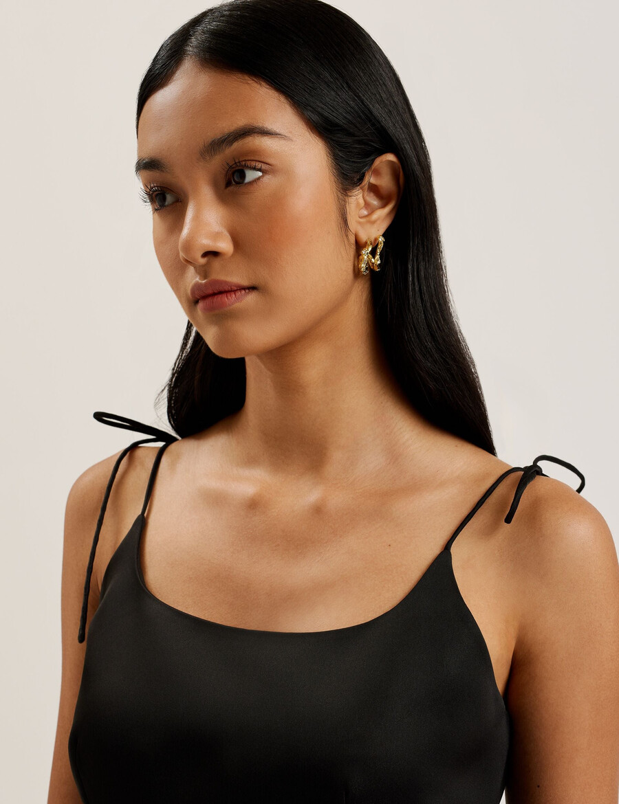 kavala - vestido mini con escote cuadrado y tirantes anudados