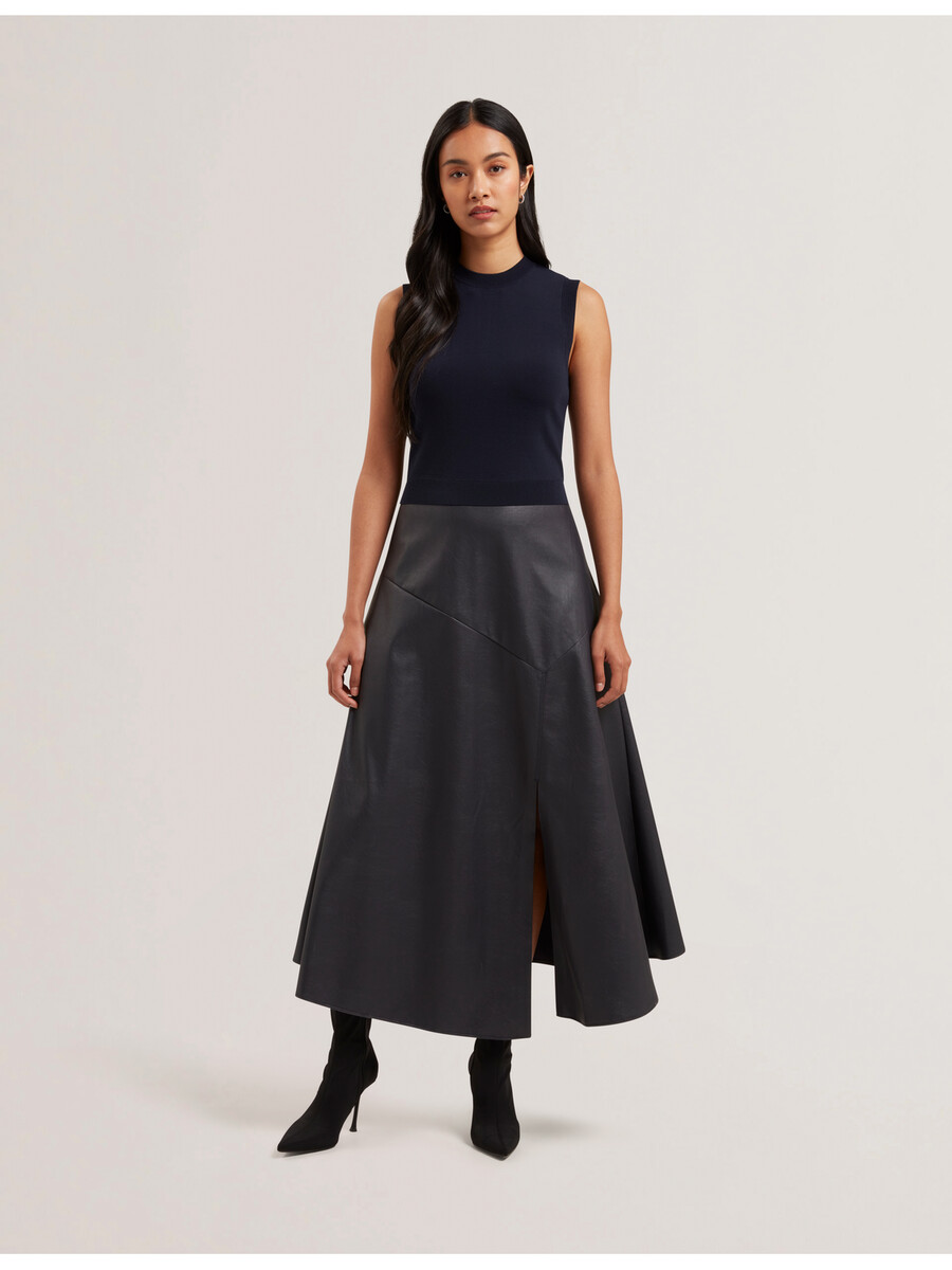 labasa - vestido midi de punto efecto piel sin mangas