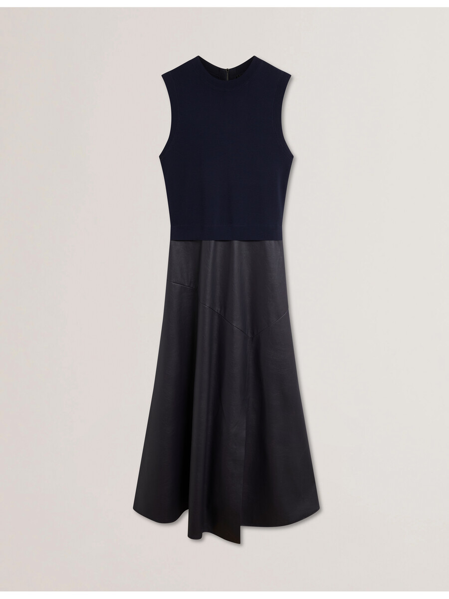 labasa - vestido midi de punto efecto piel sin mangas