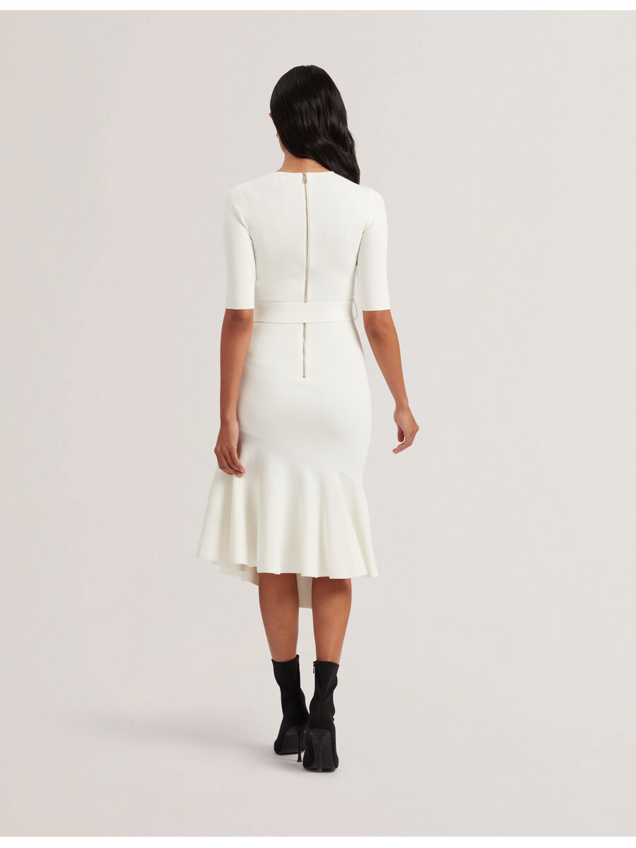 samalee - vestido midi de punto con dobladillo volteado