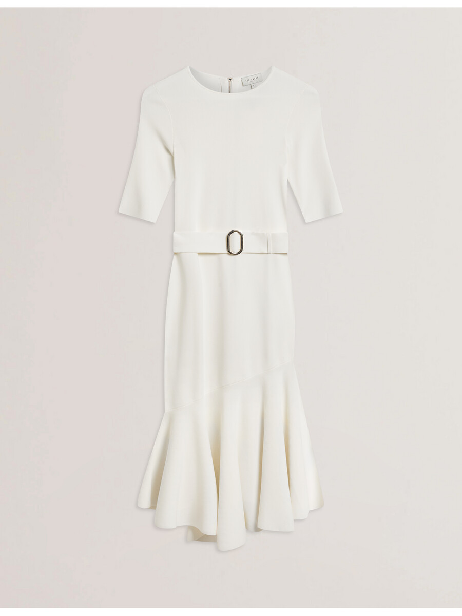 samalee - vestido midi de punto con dobladillo volteado