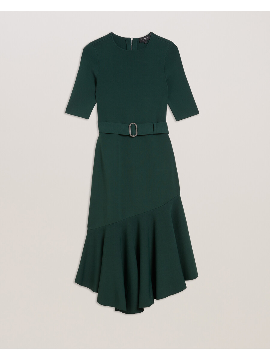 samalee - vestido midi de punto con dobladillo volteado