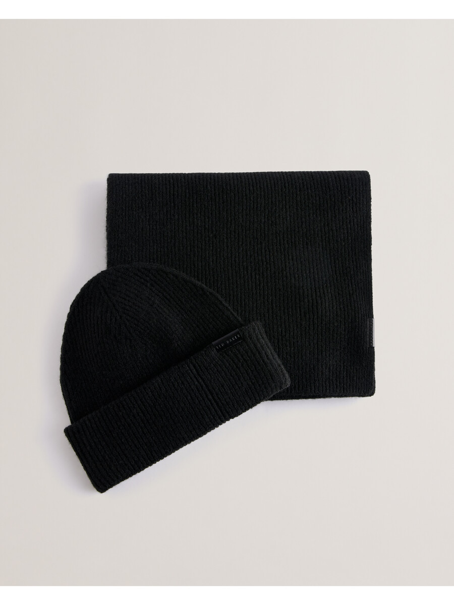 alliies - conjunto de gorro y bufanda de punto de canalé