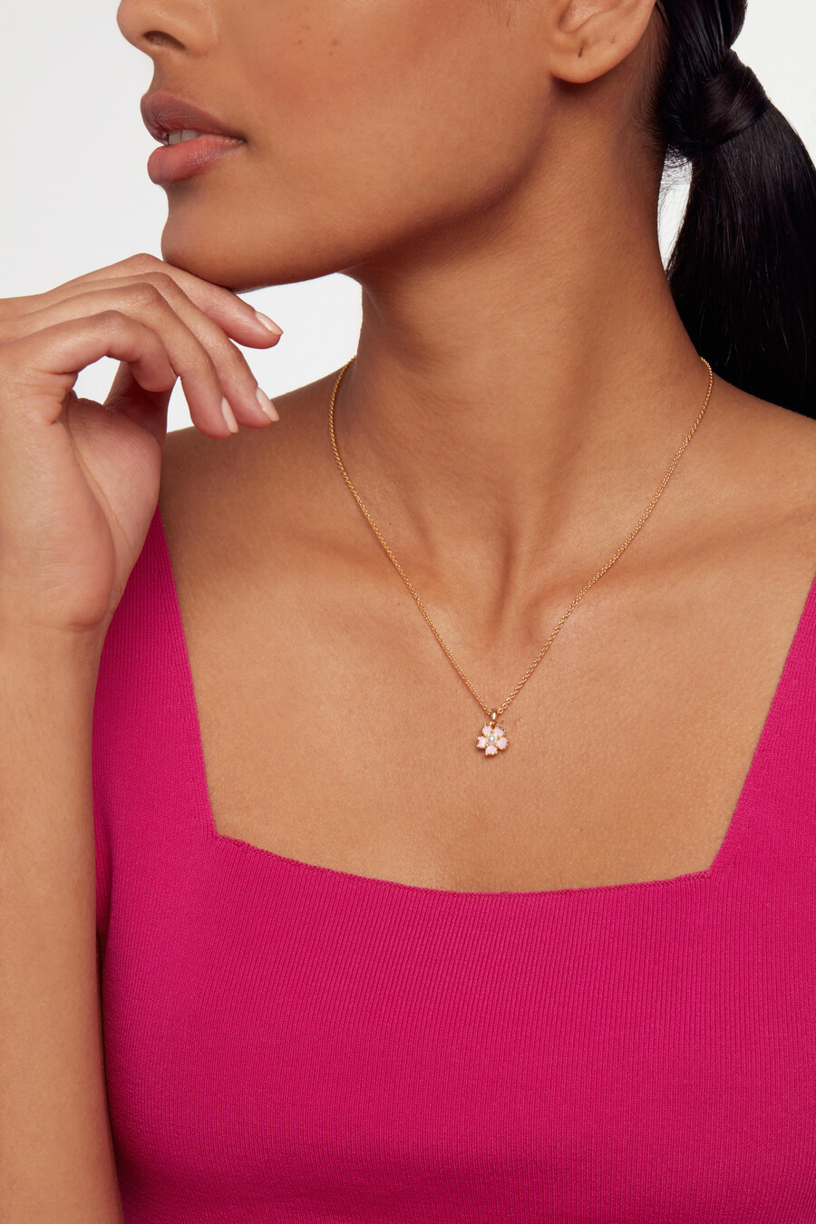 petiies - collar con colgante de flores pintadas