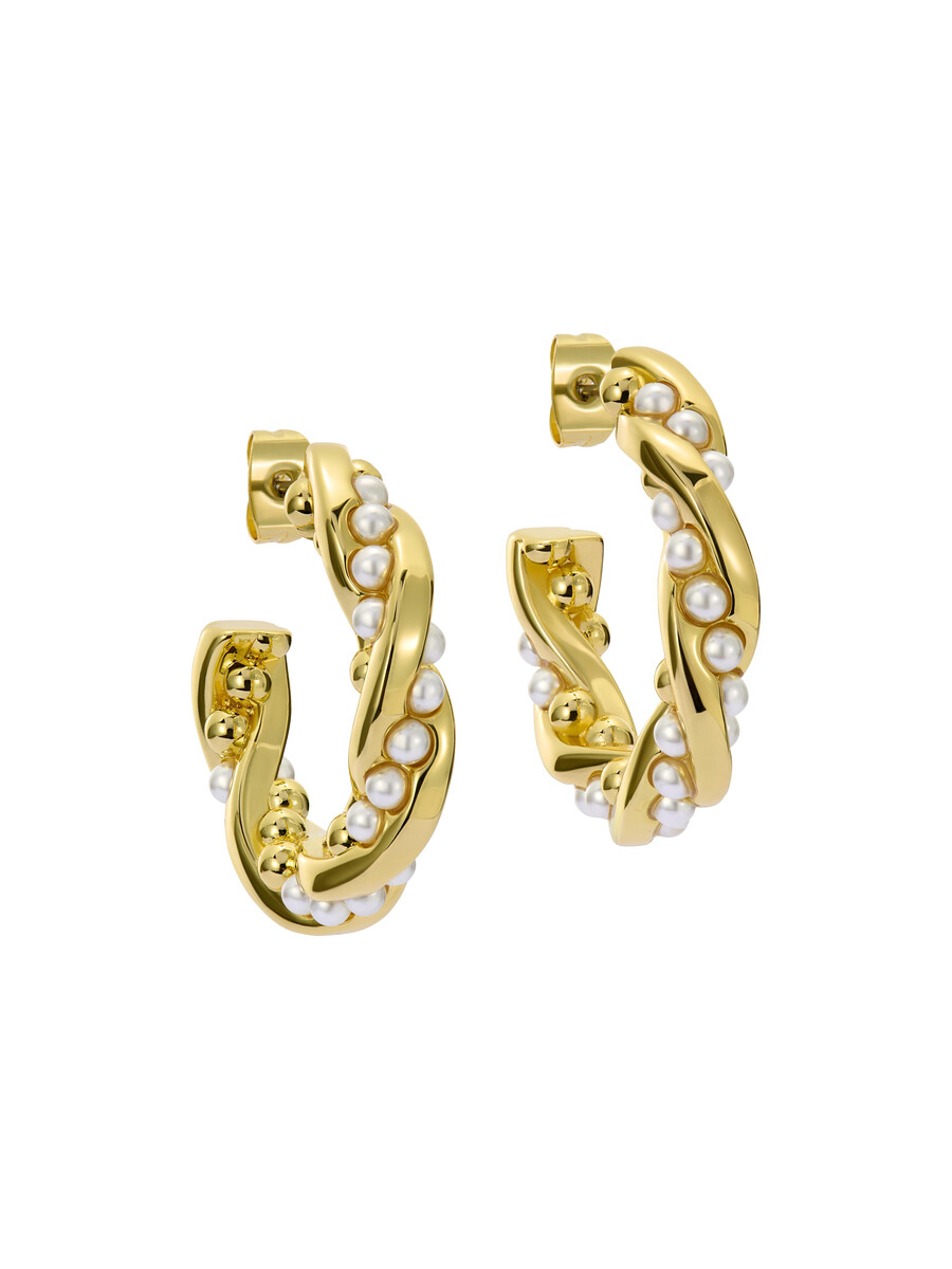 tiyaa - pendientes de aro con perlas retorcidas