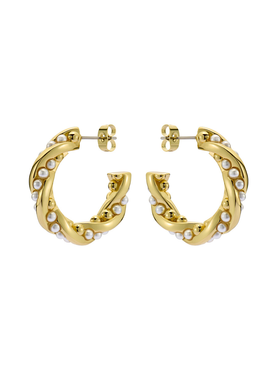 tiyaa - pendientes de aro con perlas retorcidas