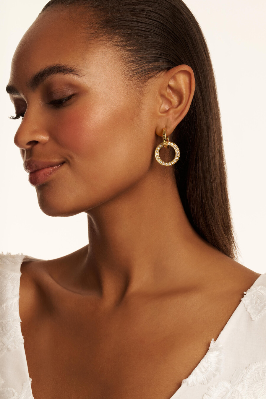 lina - pendientes colgantes de cristal de doble eslabón