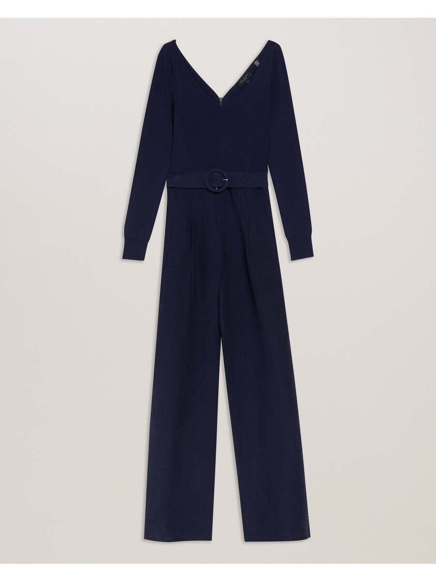 agatea - mono de pierna ancha con cinturón y hombros descubiertos