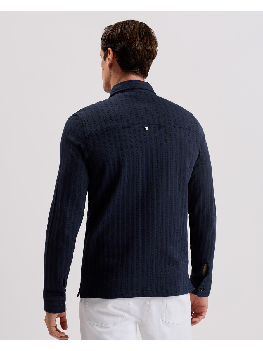 belza - camisa de algodón texturizado con bolsillos utilitarios