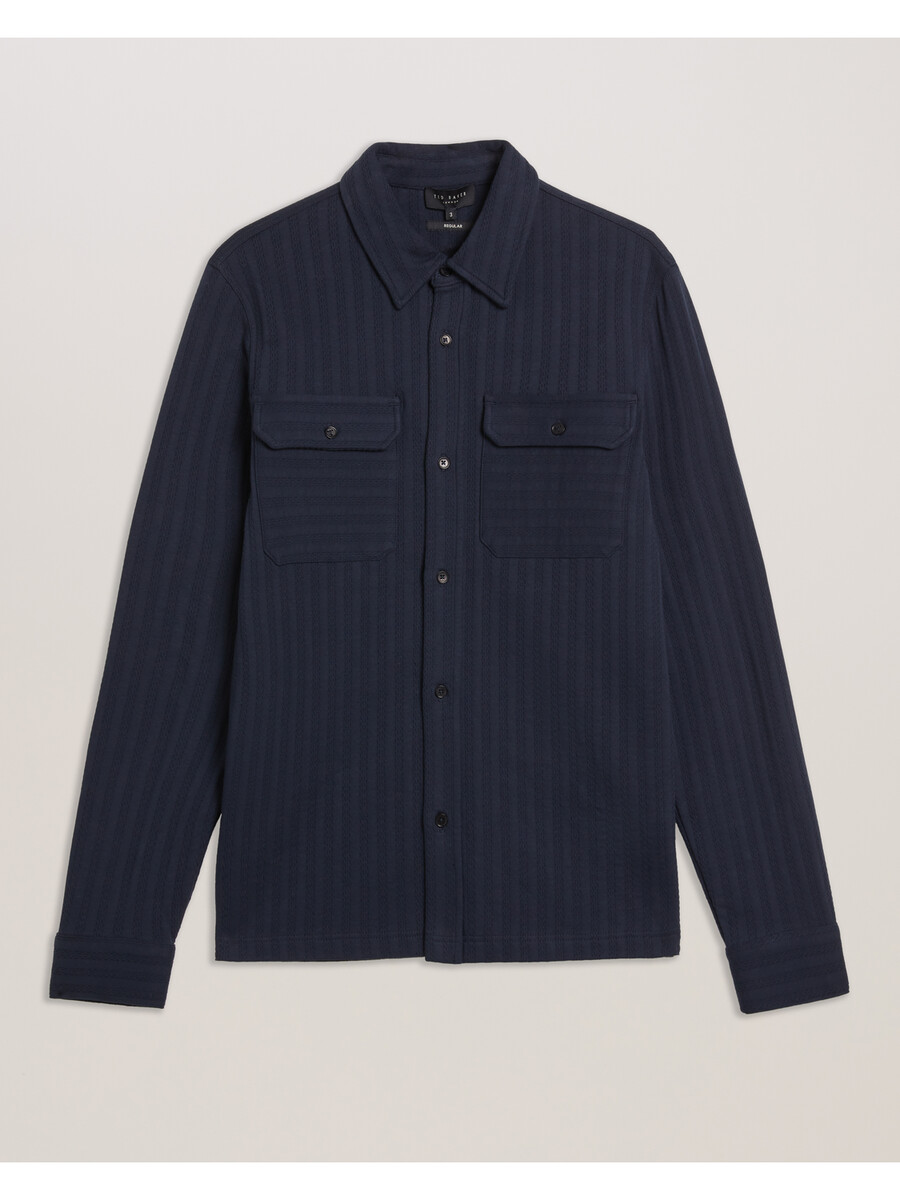 belza - camisa de algodón texturizado con bolsillos utilitarios