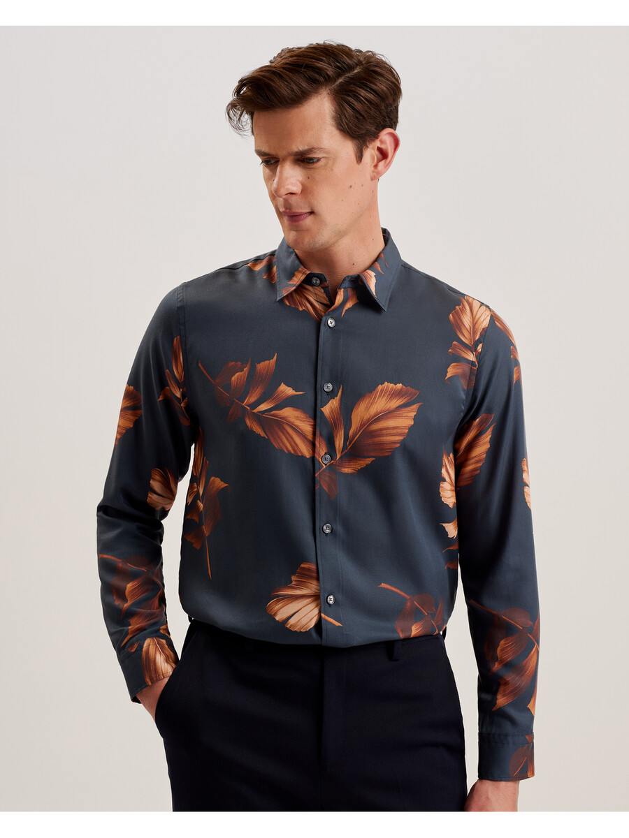 coltons - camisa de lyocell de manga larga con estampado de hojas