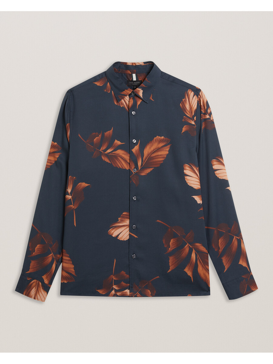 coltons - camisa de lyocell de manga larga con estampado de hojas