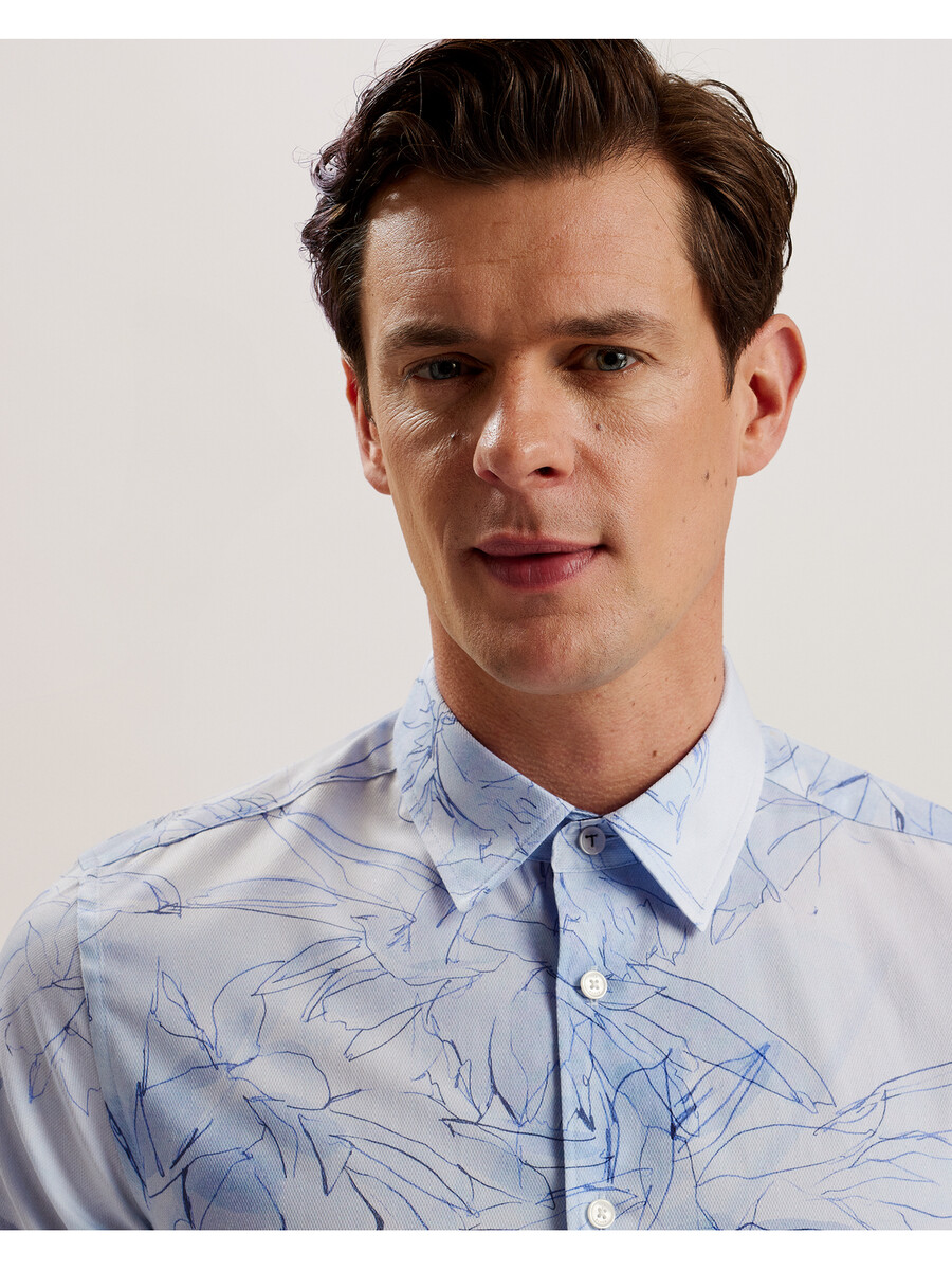 walesby - camisa de algodón con estampado floral esbozado