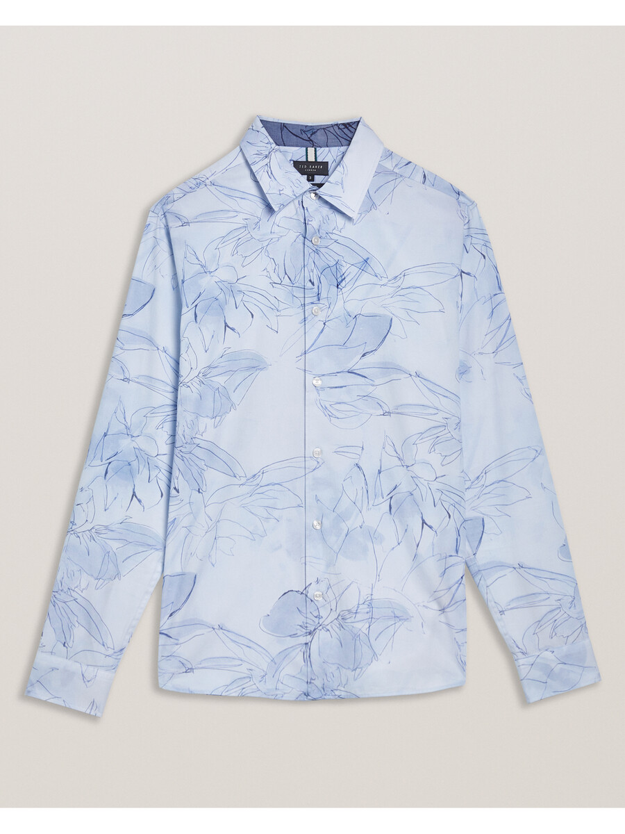 walesby - camisa de algodón con estampado floral esbozado