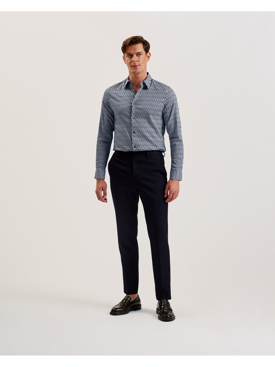 frestin - camisa ajustada de manga larga con estampado geométrico