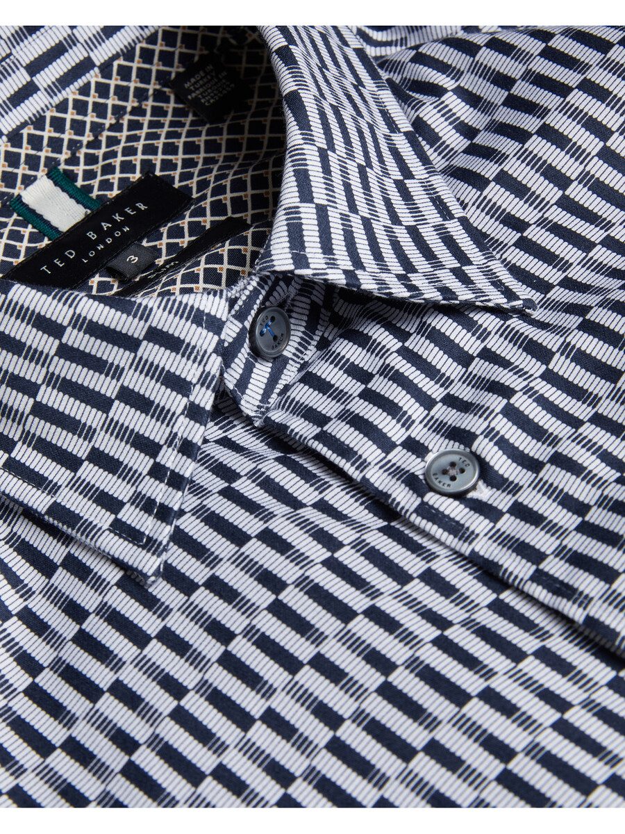 frestin - camisa ajustada de manga larga con estampado geométrico