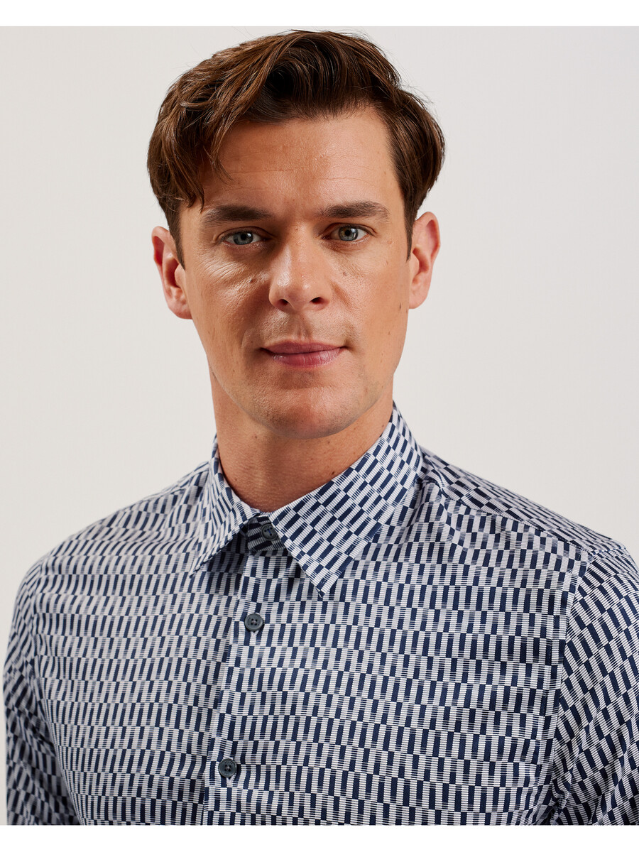 frestin - camisa ajustada de manga larga con estampado geométrico