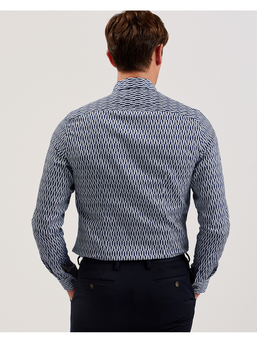 frestin - camisa ajustada de manga larga con estampado geométrico