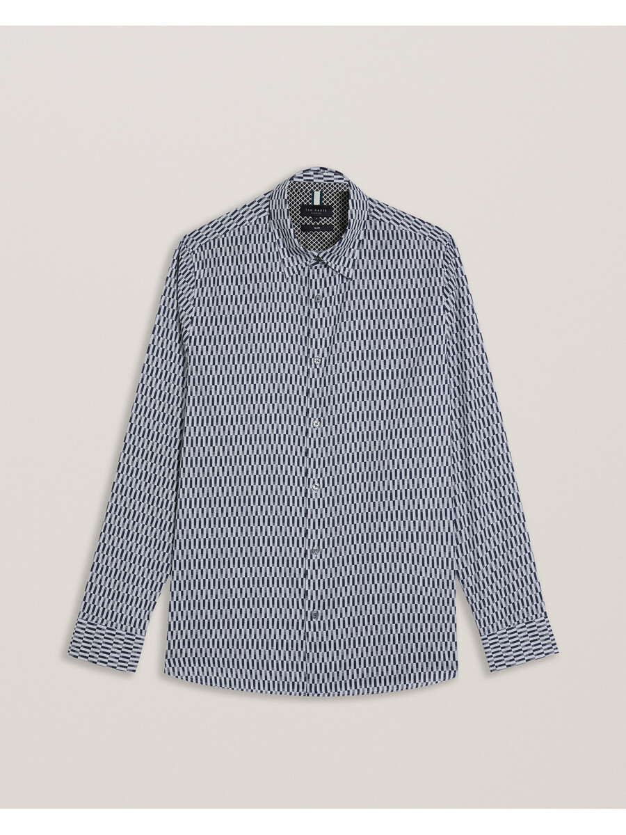 frestin - camisa ajustada de manga larga con estampado geométrico