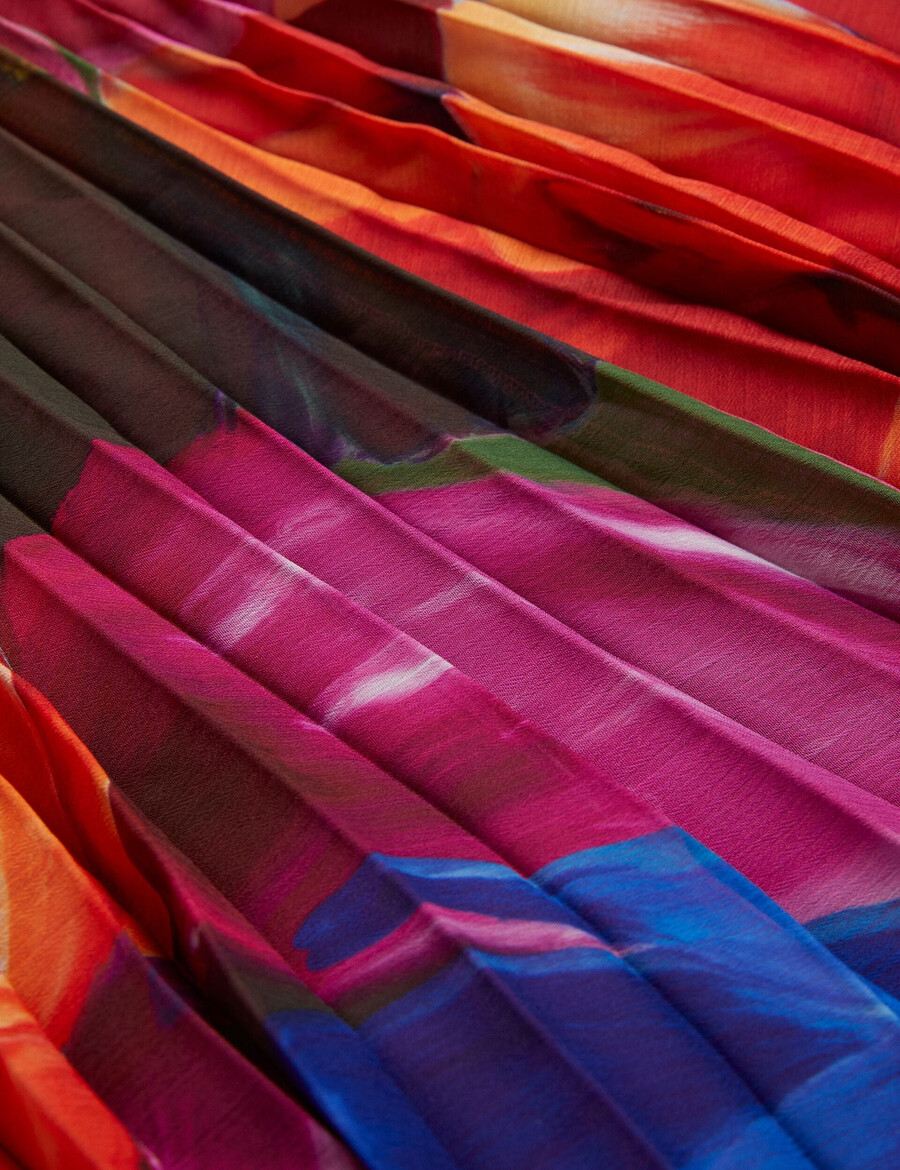 evola - falda midi plisada estampada