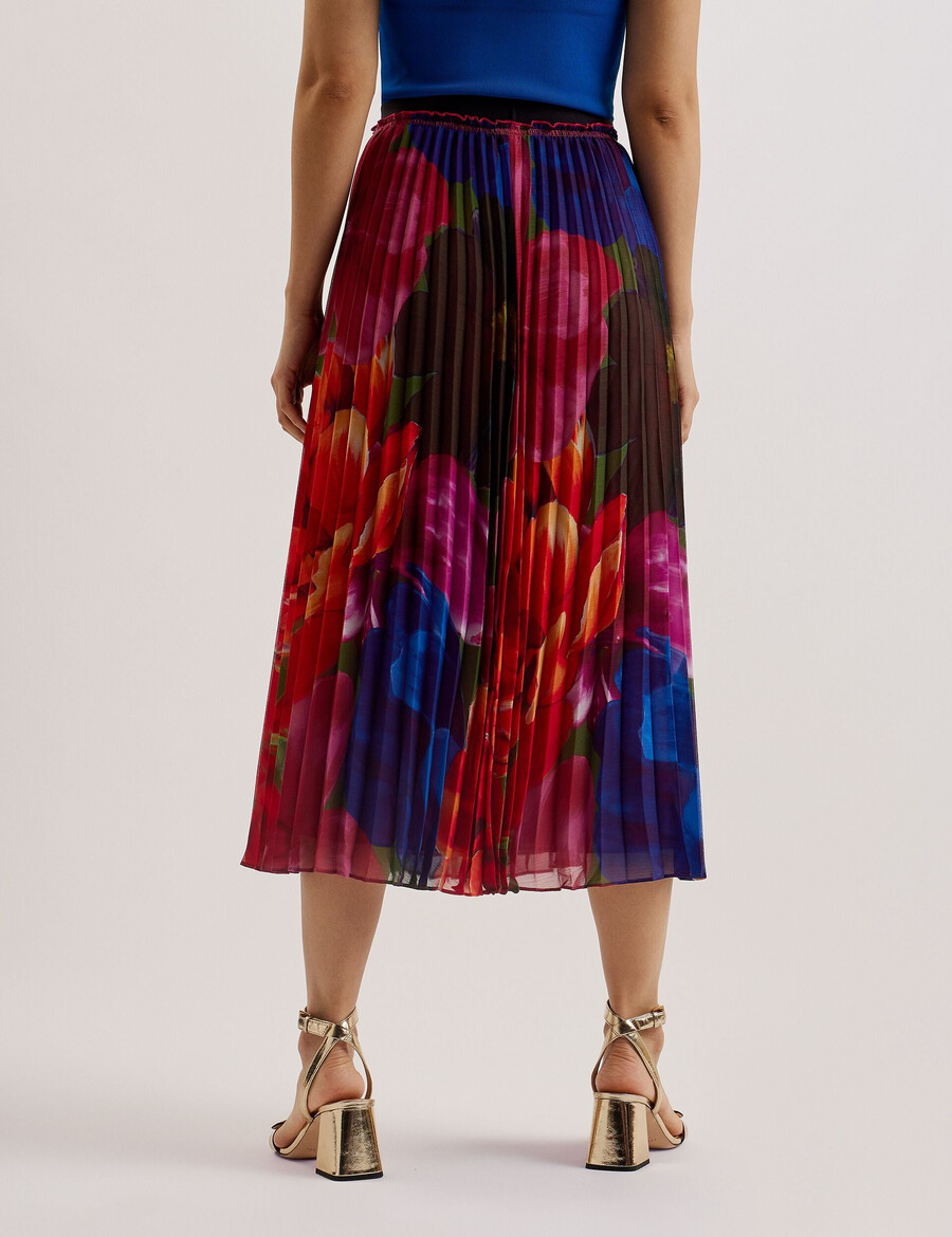 evola - falda midi plisada estampada