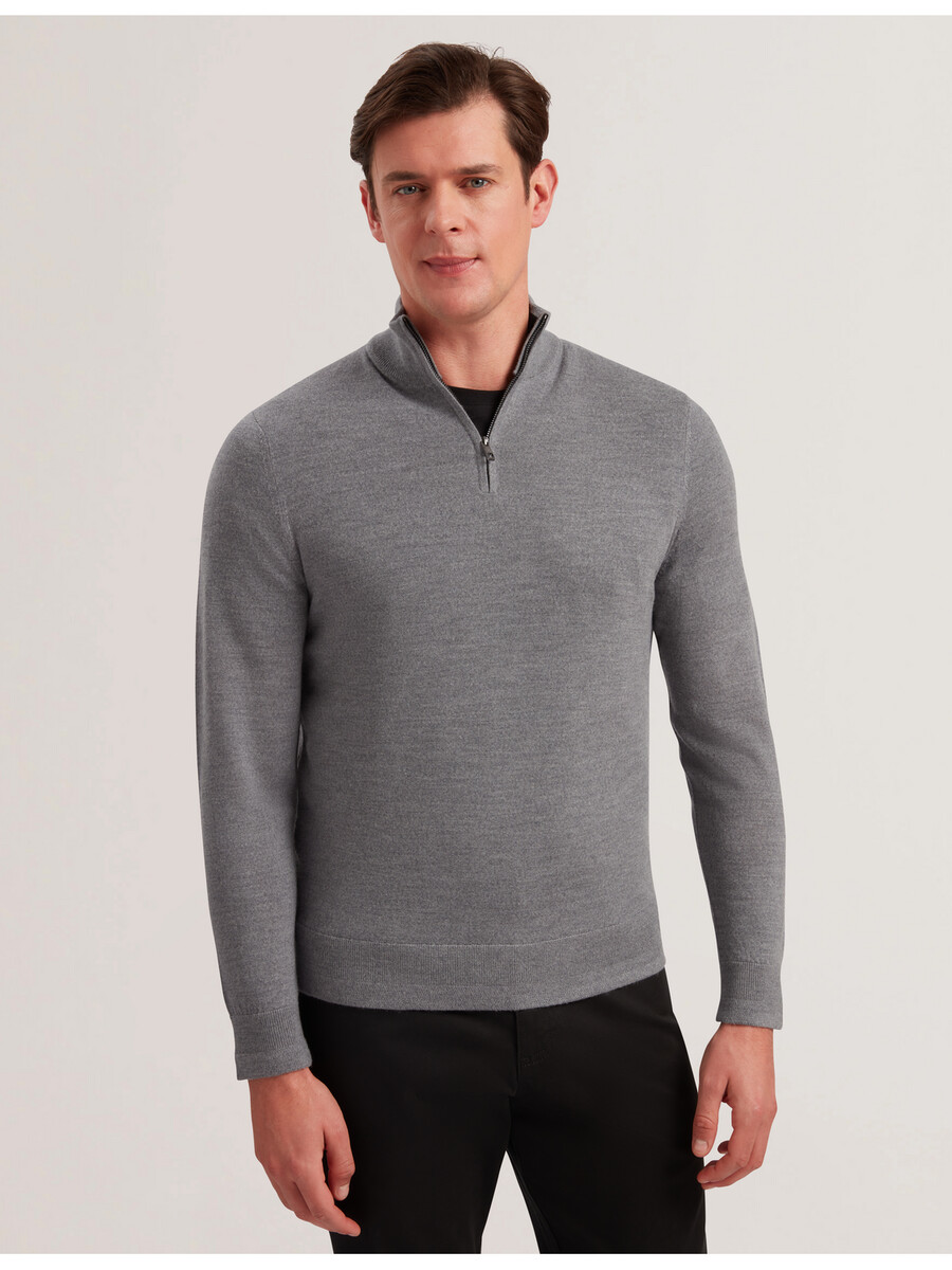 limehas - camiseta de manga larga con media cremallera y núcleo de merino