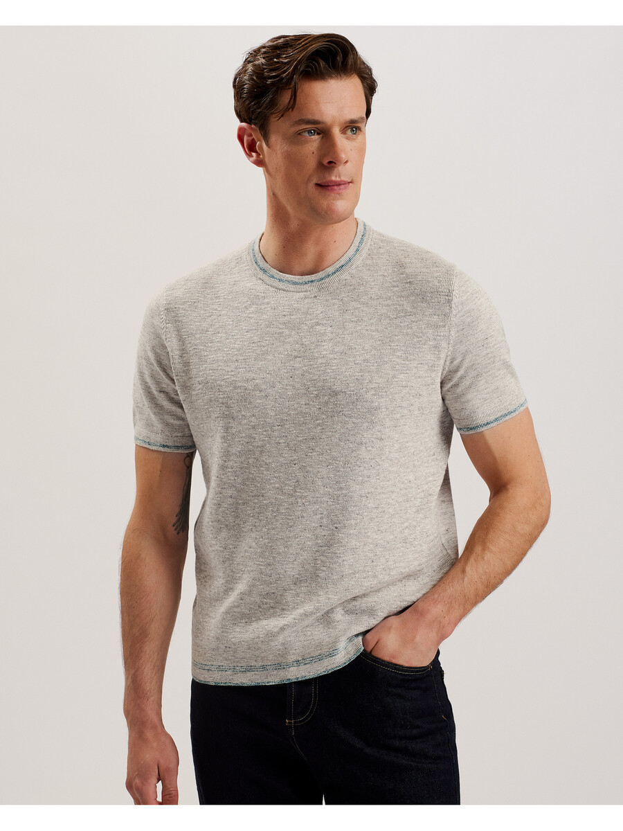 eriks - camiseta de manga corta con textura en la parte delantera