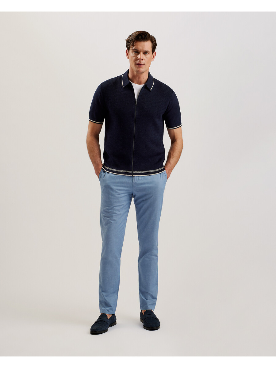 rojor - polo de manga corta con cremallera y textura en el frente