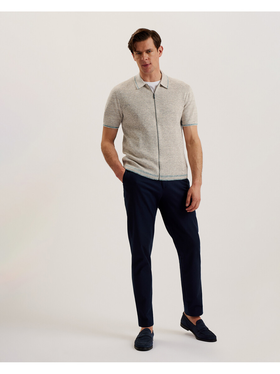 rojor - polo de manga corta con cremallera y textura en el frente