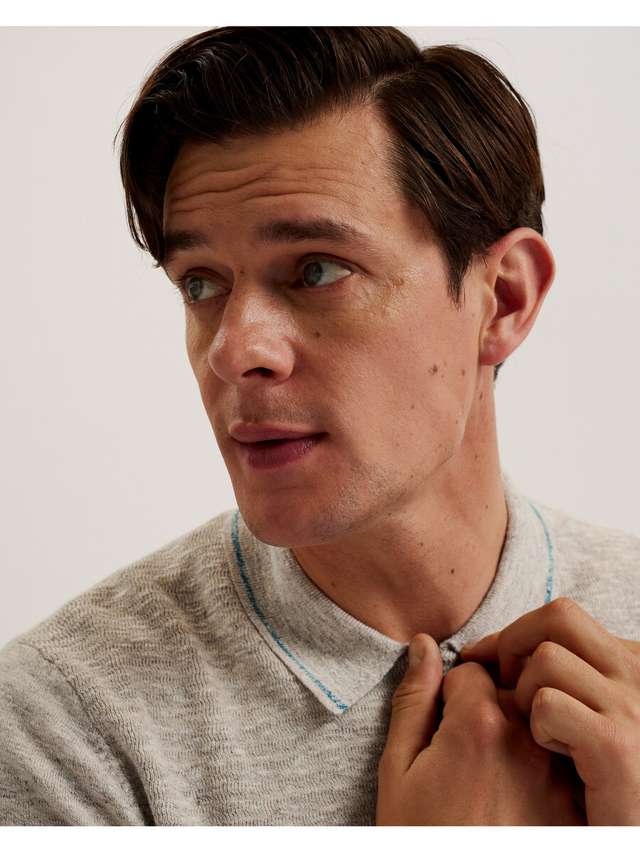 rojor - polo de manga corta con cremallera y textura en el frente