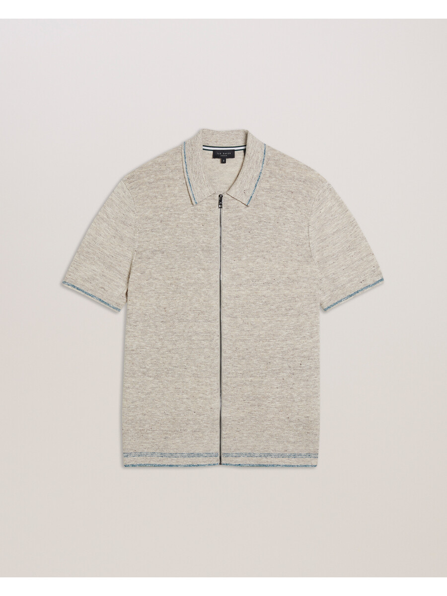 rojor - polo de manga corta con cremallera y textura en el frente