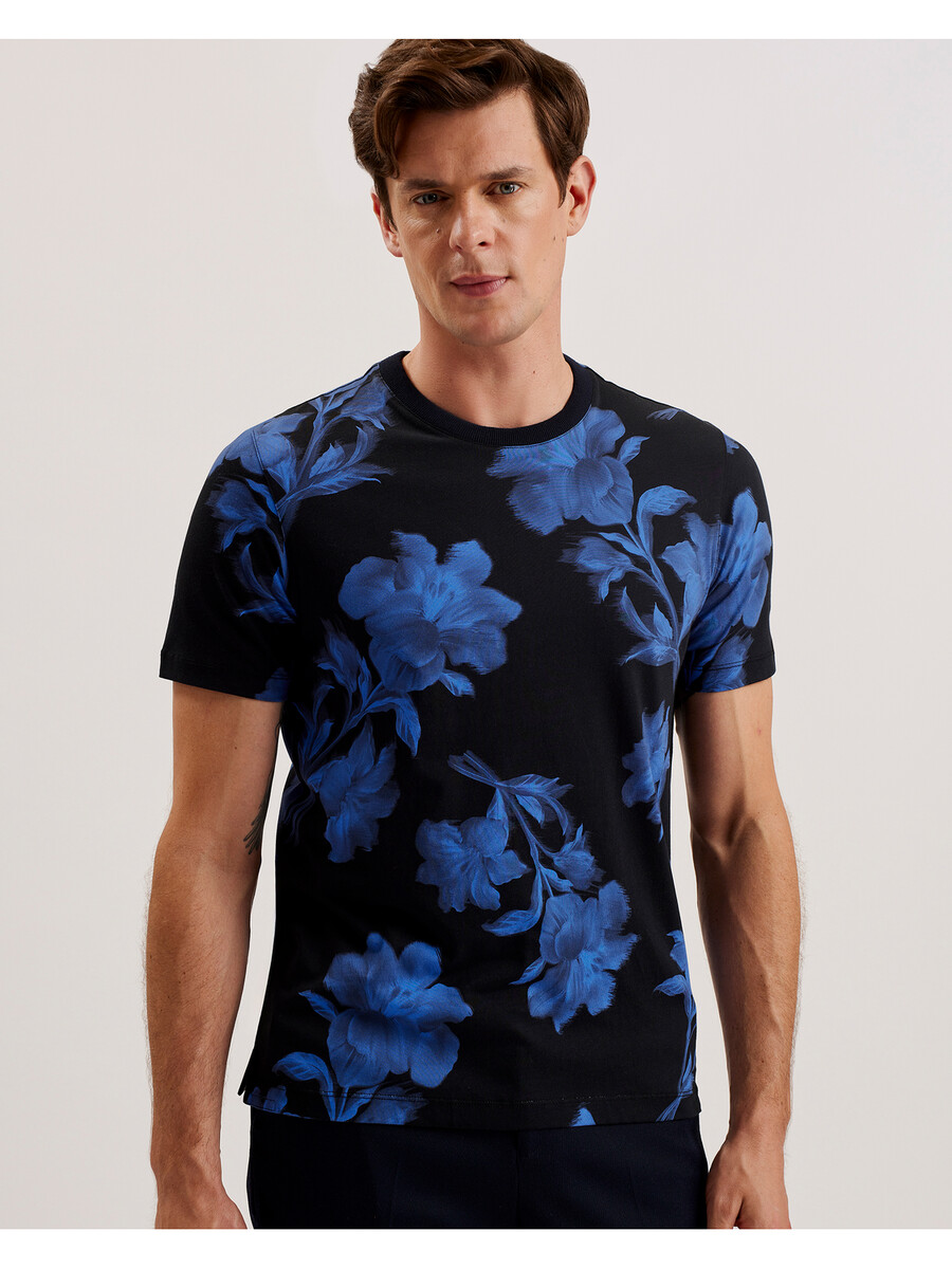 vendis - camiseta de algodón con estampado floral en contraste