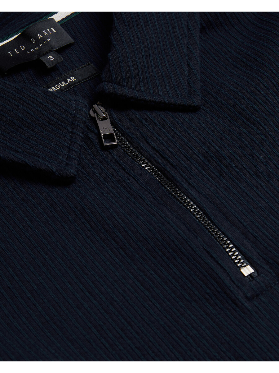 elgrave - polo de algodón acanalado con cuello con cremallera