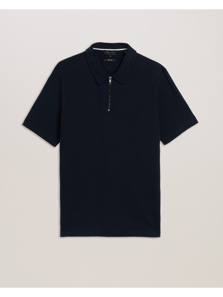 elgrave - polo de algodón acanalado con cuello con cremallera