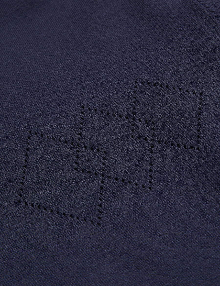 dunow - polo con ribete de rayas y detalle de pointelle