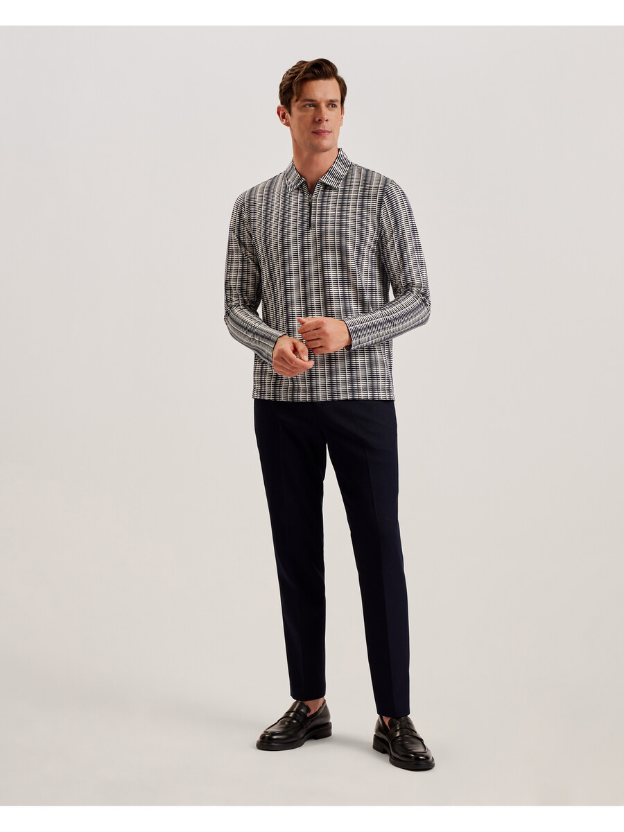 capuzzo - polo de manga larga con cremallera y rayas geométricas