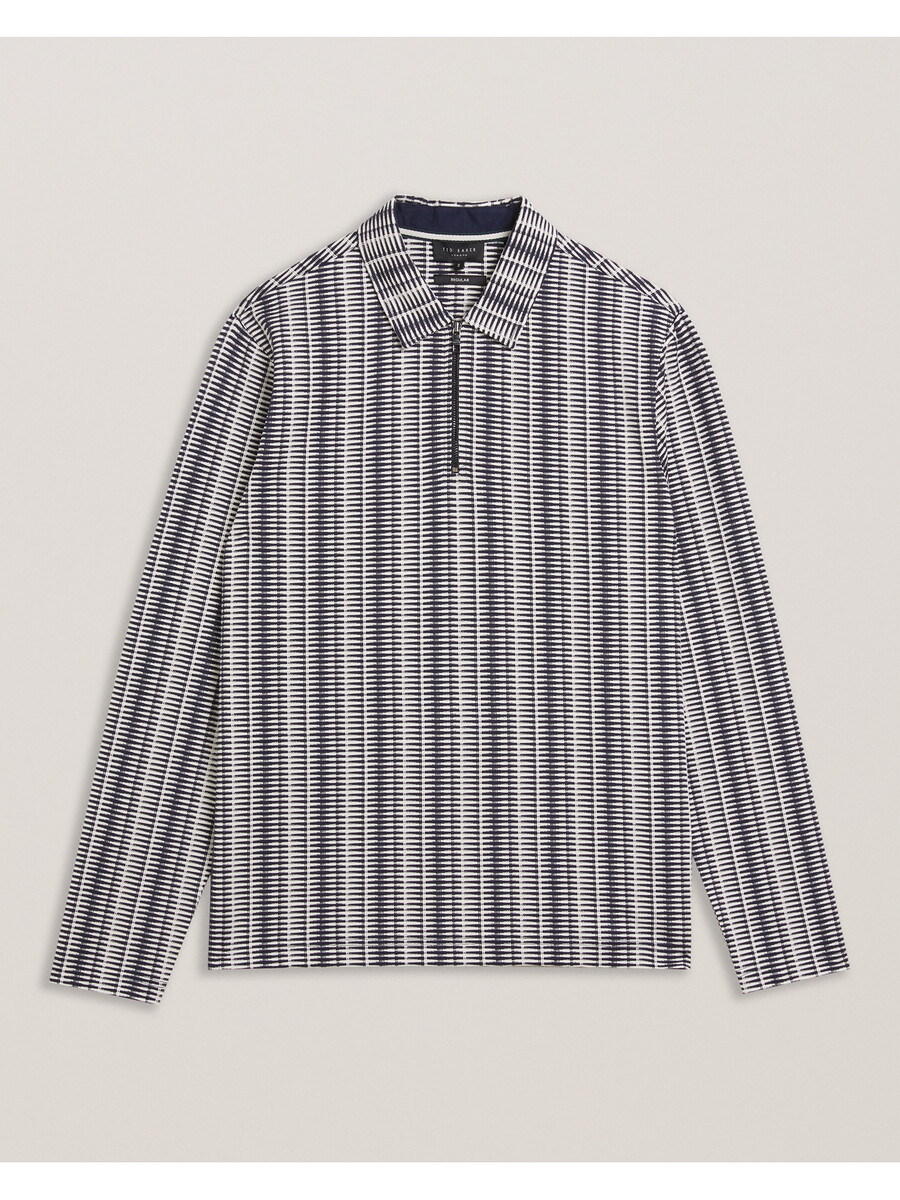 capuzzo - polo de manga larga con cremallera y rayas geométricas