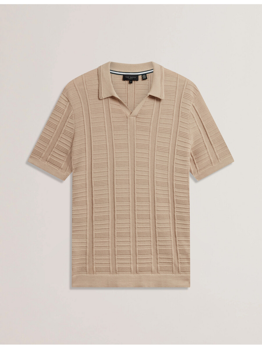 ruzza - polo texturizado de cuello abierto de manga corta