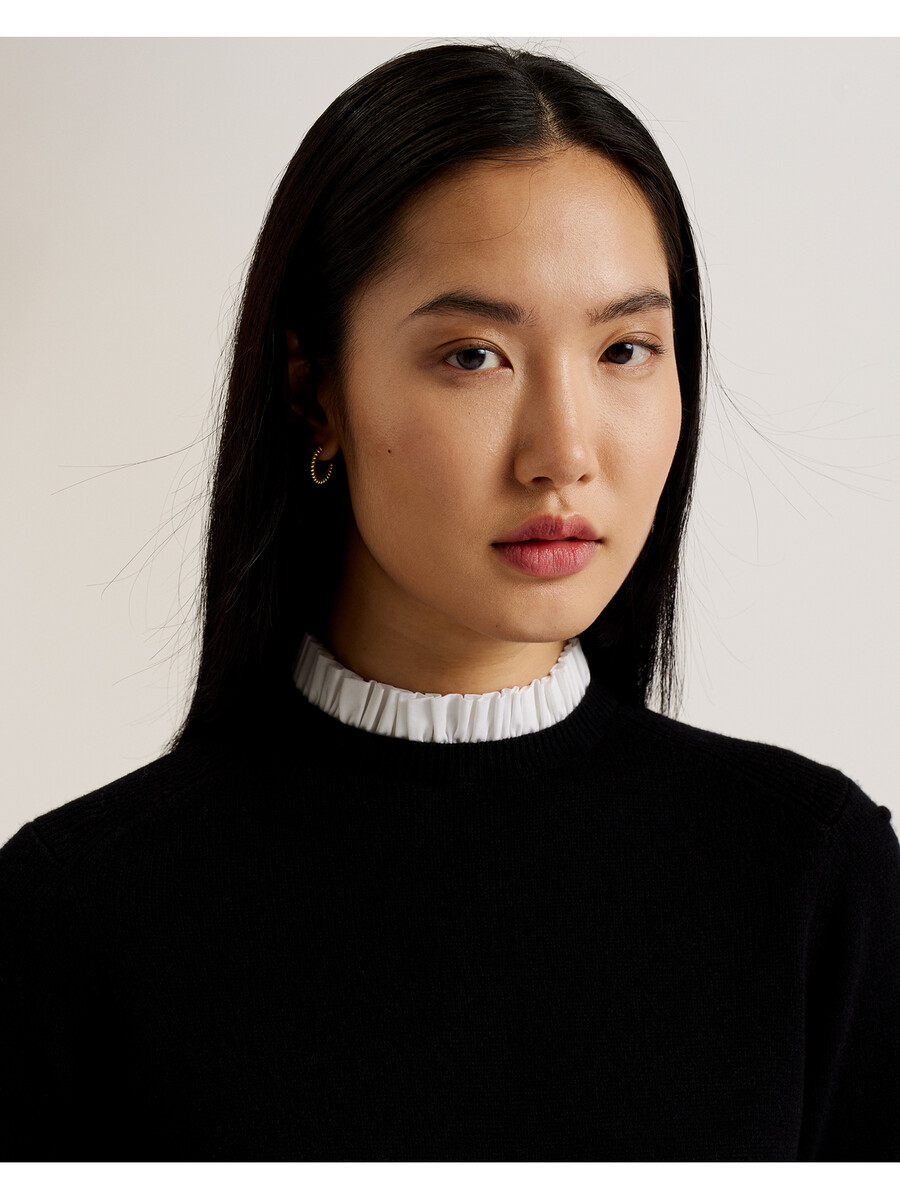 lissiah - jersey de punto con dobladillo de camisa y detalle de pompones