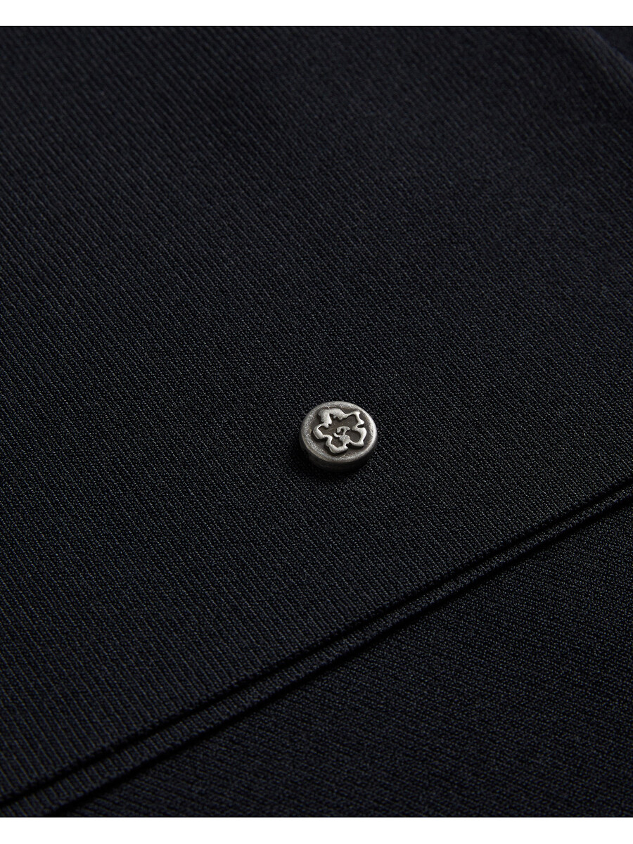 cileste - top de punto ajustado con cuello en v y manga larga