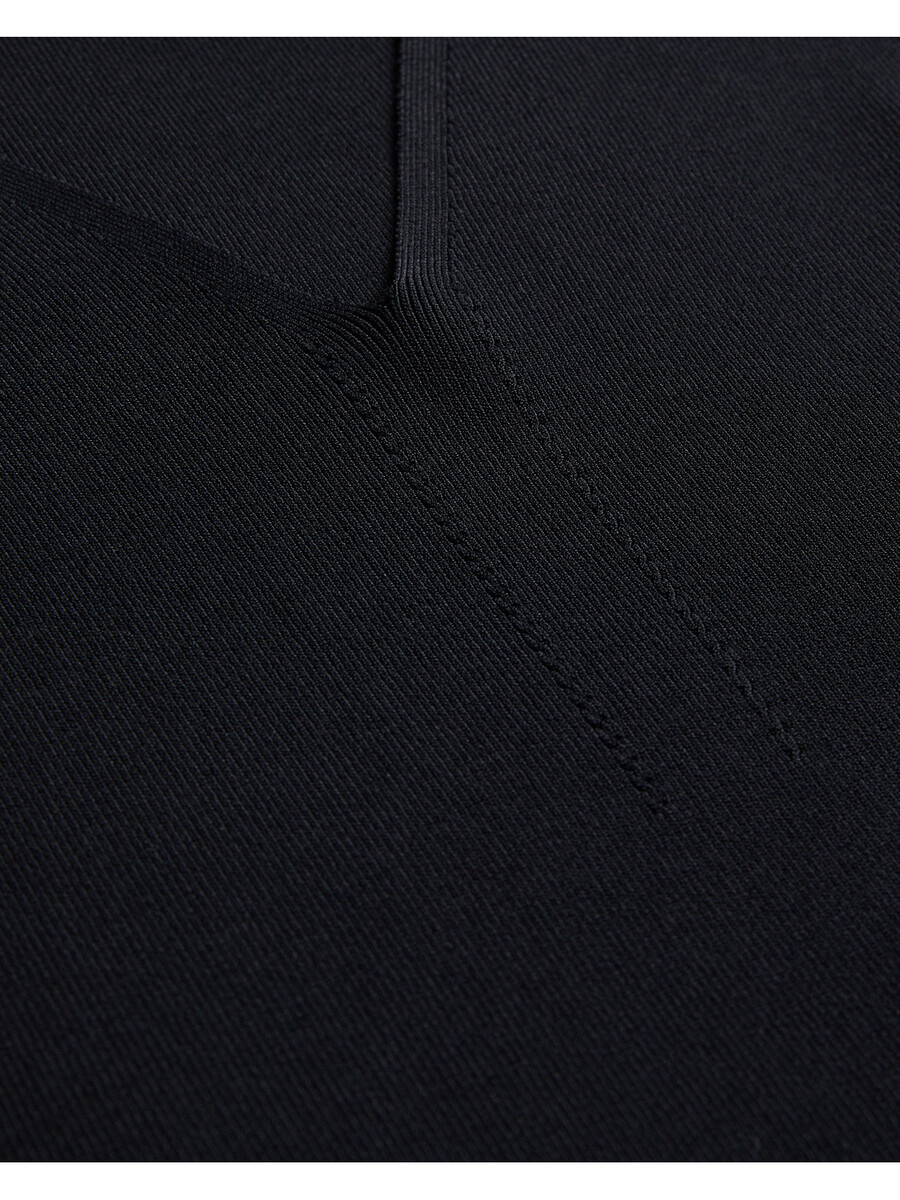 cileste - top de punto ajustado con cuello en v y manga larga