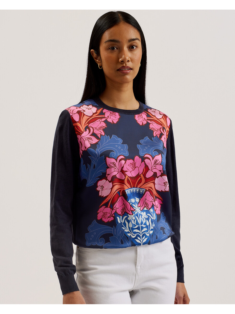 teanha - jersey estampado con frente tejido