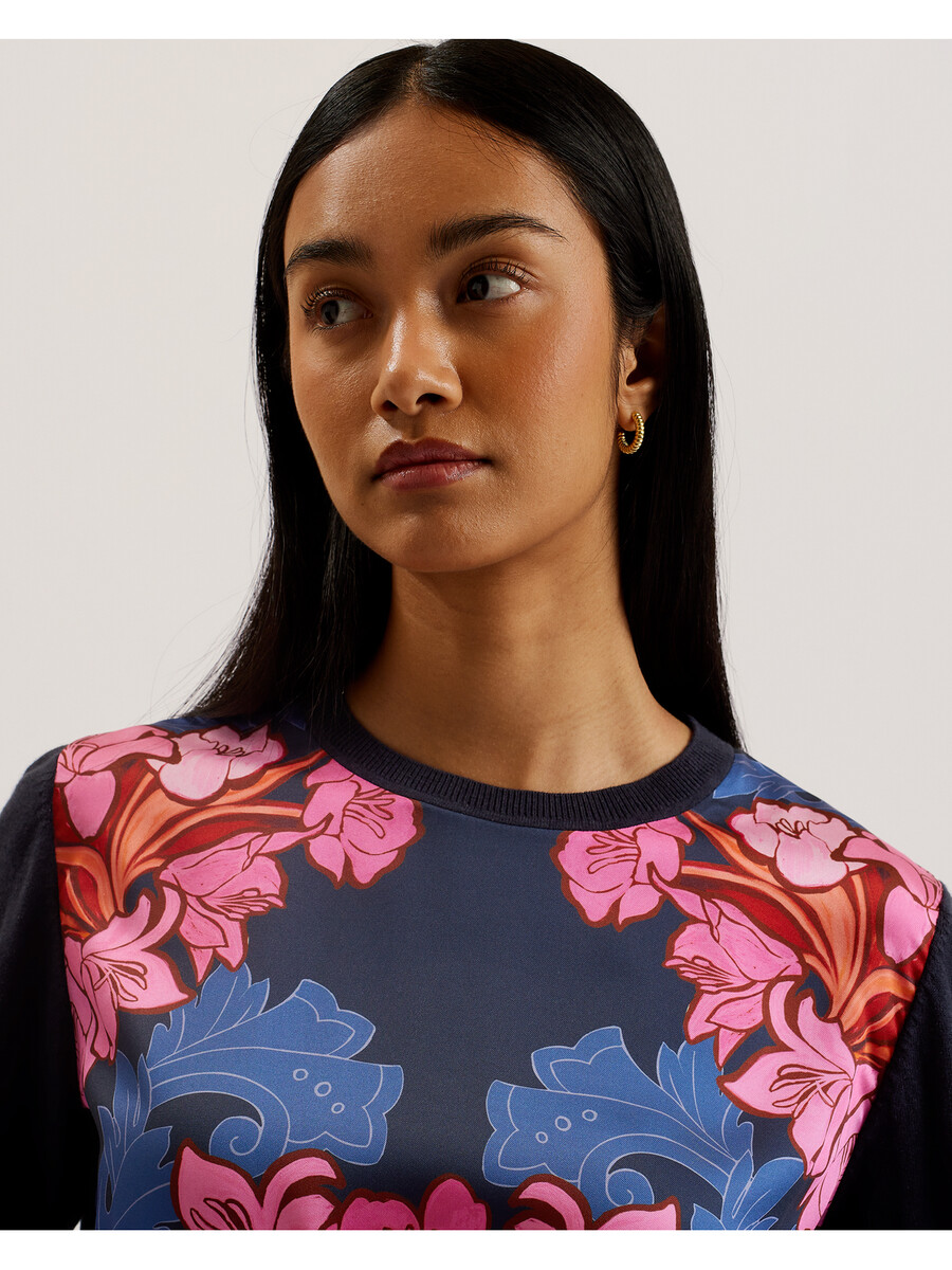 teanha - jersey estampado con frente tejido