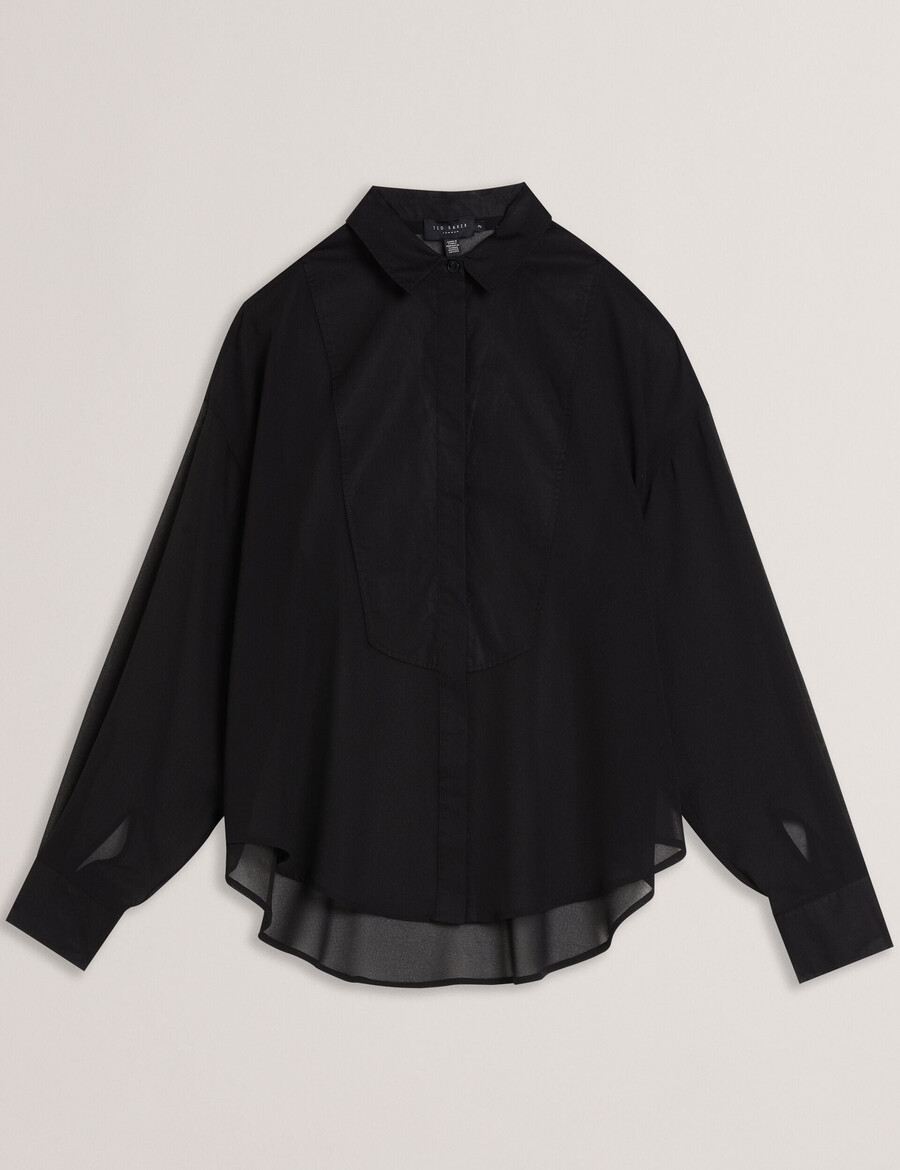 lechosa - blusa transparente de manga larga con pechera